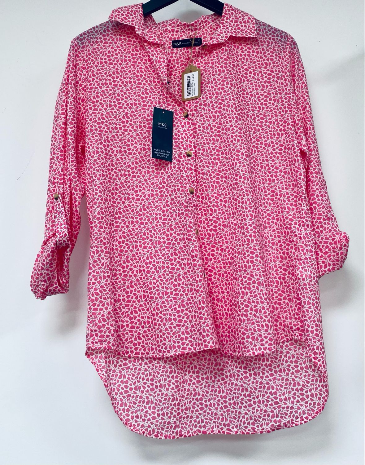 M&amp;S cotton blouse size 12 UK / new