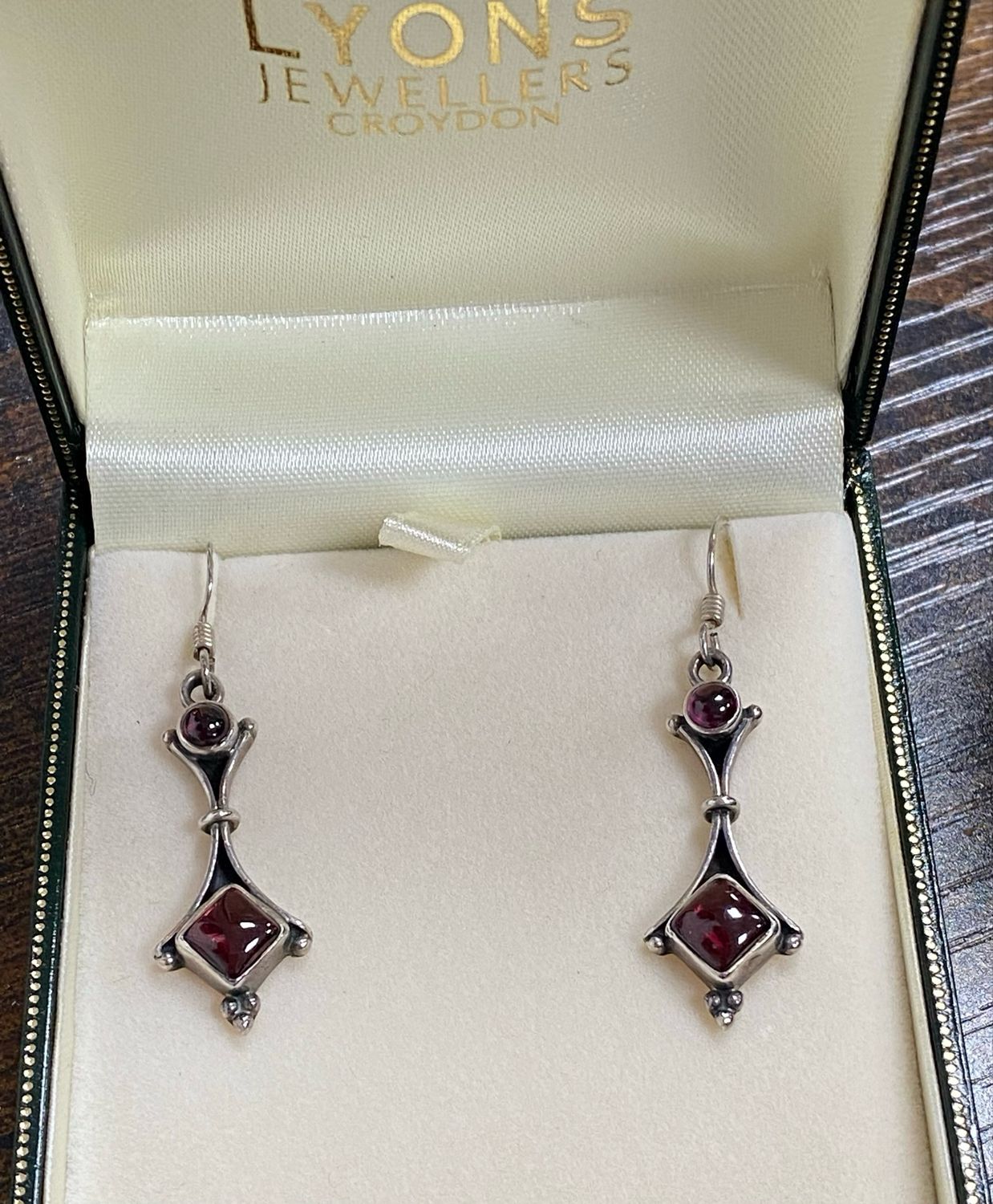 GARNET silver 925 earrings boxed