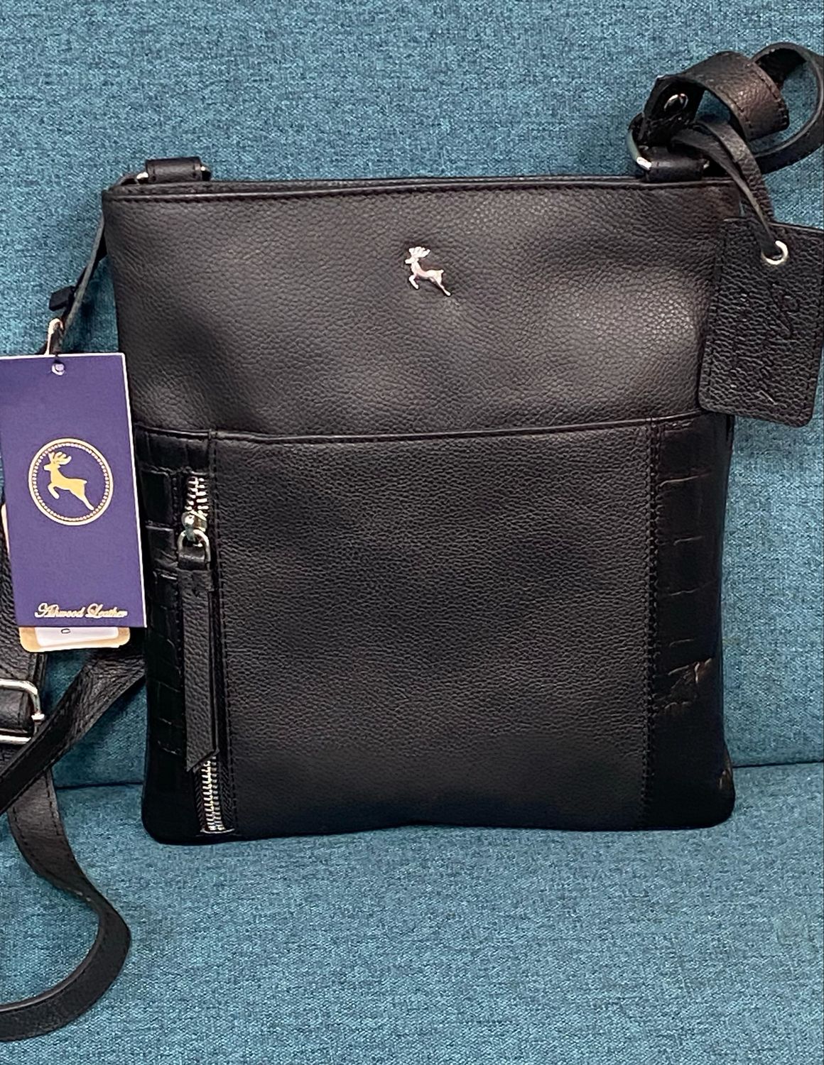 ASHWOOD real leather black messenger bag