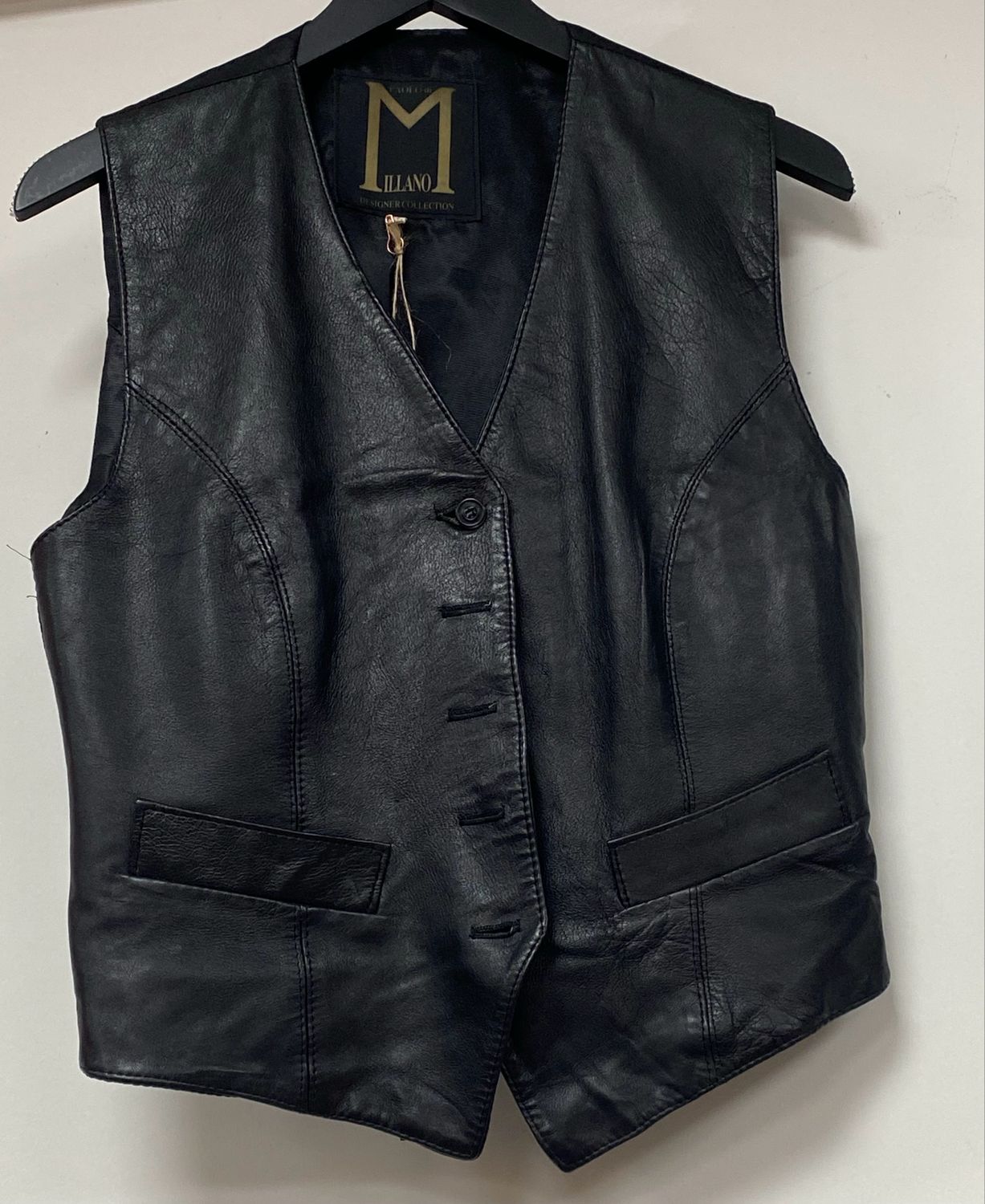 vintage real LEATHER waistcoat size 14