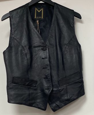 vintage real LEATHER waistcoat size 14
