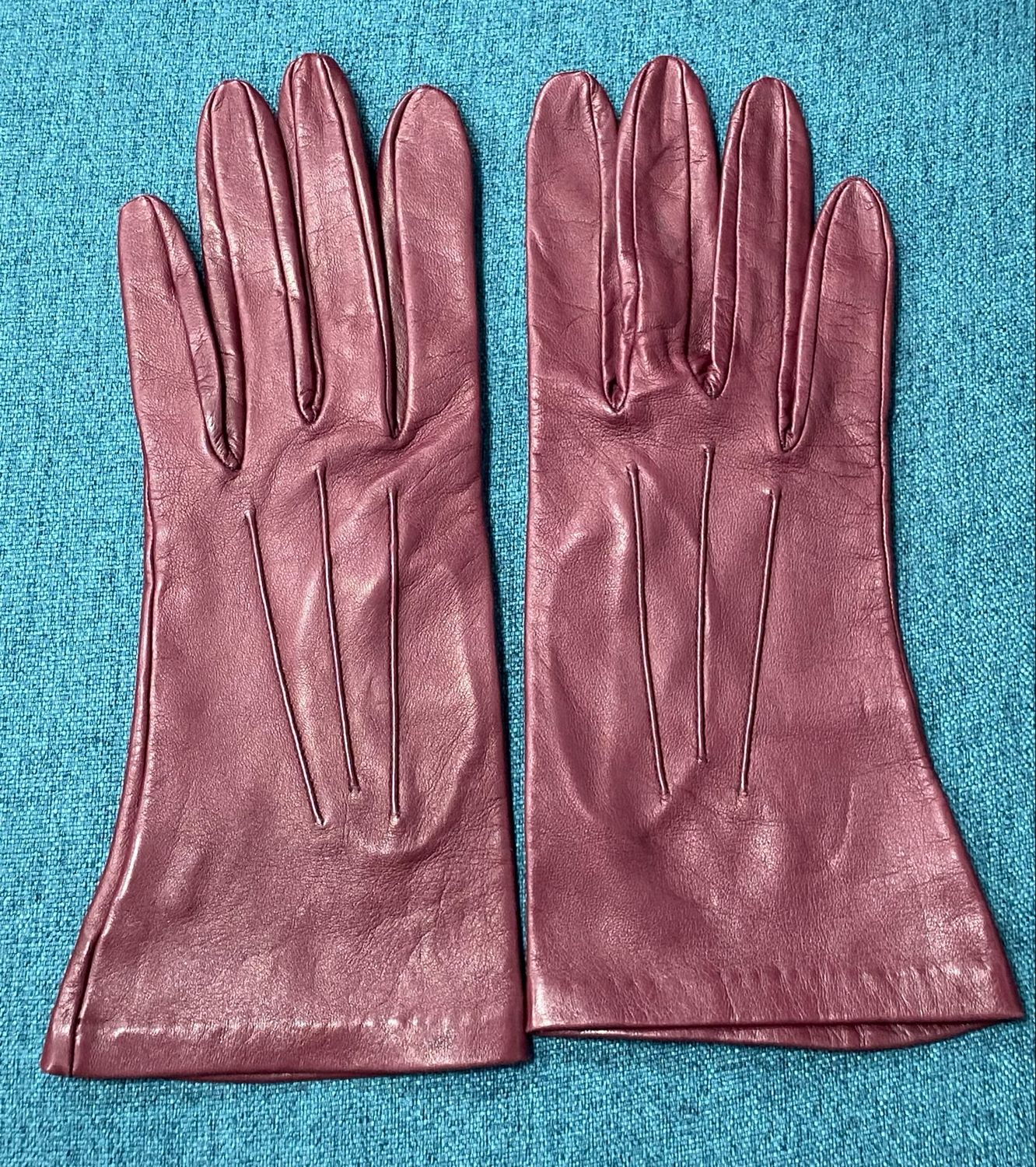 real LEATHER gloves size 7 (S-M)