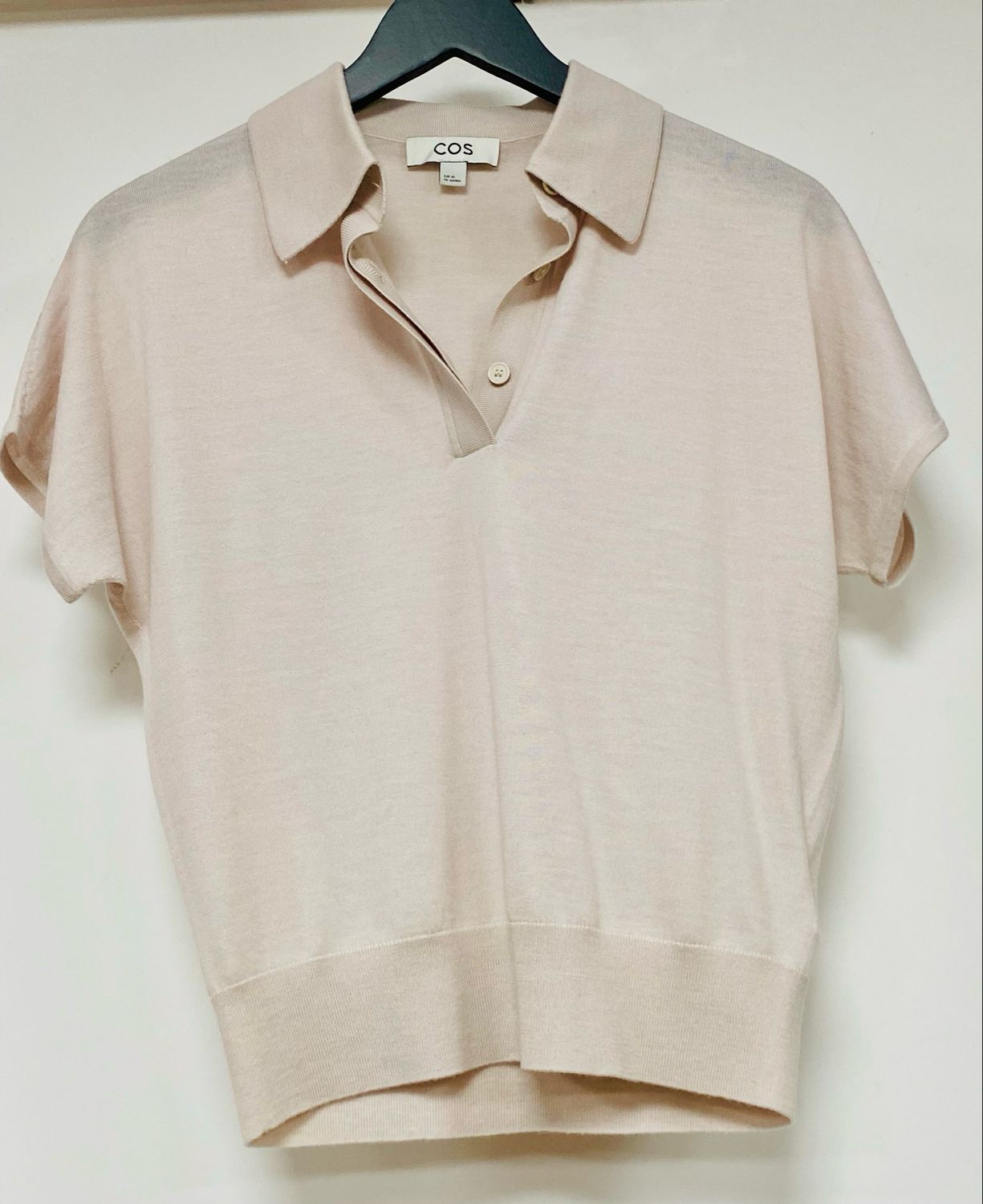 COS 100% wool knitted polo top size XS