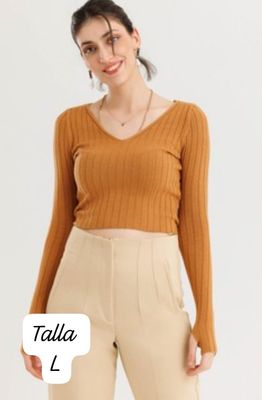 Blusa manga larga cuello v