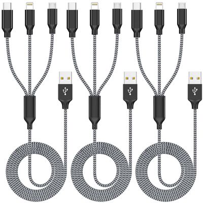 USB-A to Lightning, USB-C, Micro USB Multi Charge Cable