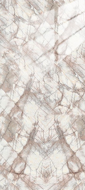 Tiramisu | Panneau de marbre Blanc Brillant avec Marron | 260x122x0,2