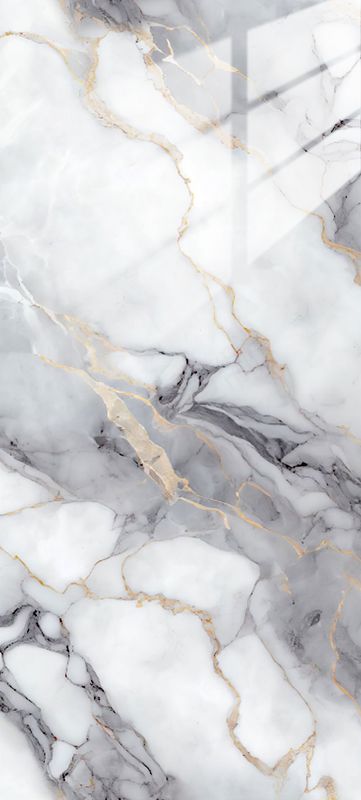 Golden Chantilly | Panneau de marbre 3D Blanc et Gris Brillant avec Or | 260x122x0,2