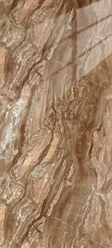 Chocolate | Panneau de marbre Marron Brillant avec Marron | 280x122x0,3