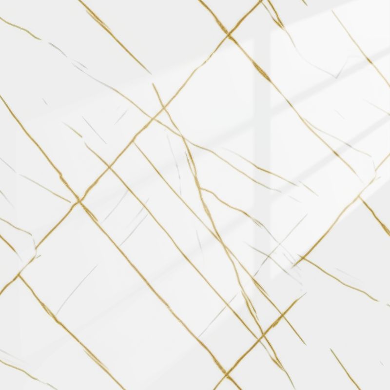 White & Gold | Panneau de marbre Blanc Brillant avec Or | 260x122x0,2cm