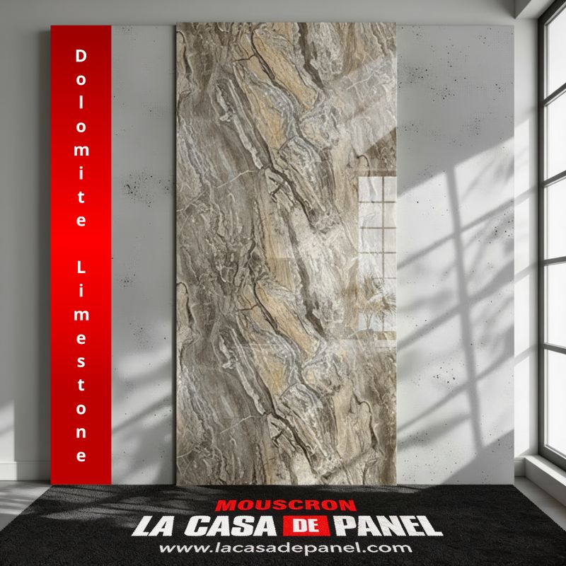 Dolomite Limestone | Panneau de marbre Marron Brillant avec jaune | 260x122x0,2cm