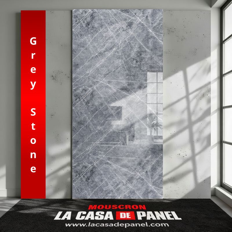 Grey Stone | Panneau de marbre Gris Brillant | 260x122x0,2cm