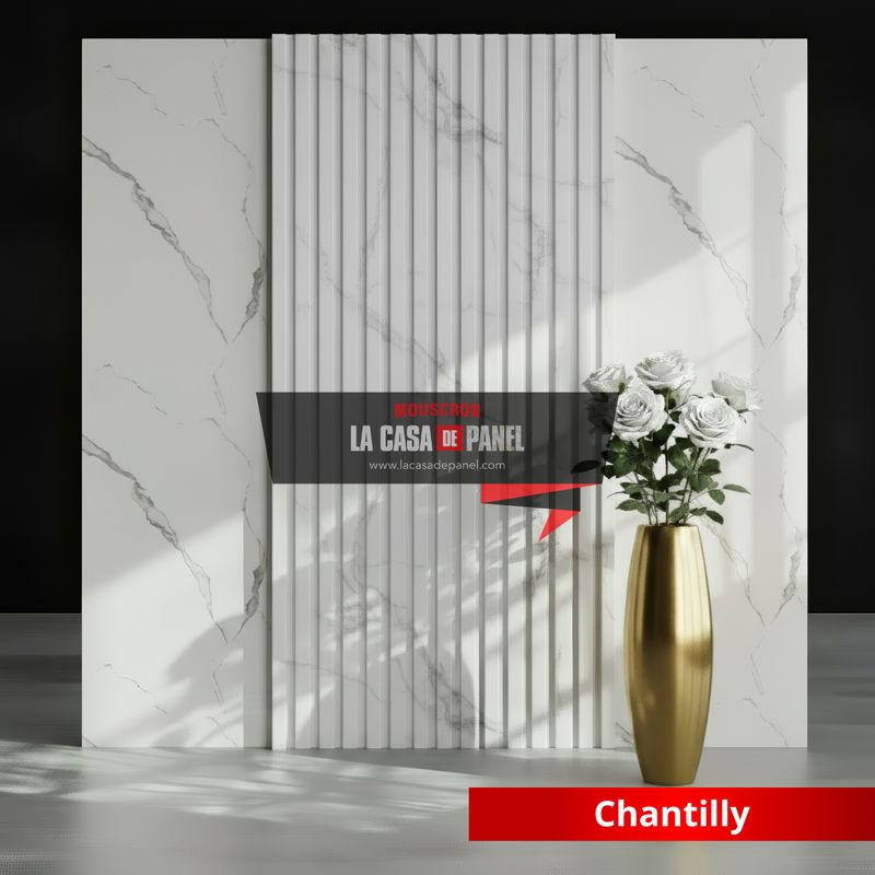 Chantilly | Tasseau PVC effet mat | Blanc marbré gris | 64x290cm