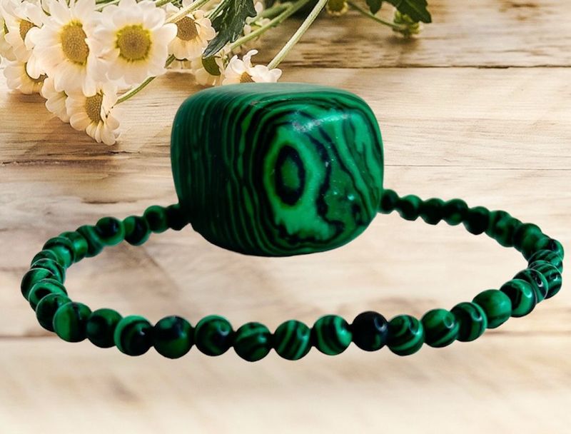 pulsera malaquita verde mas piedra de regalo