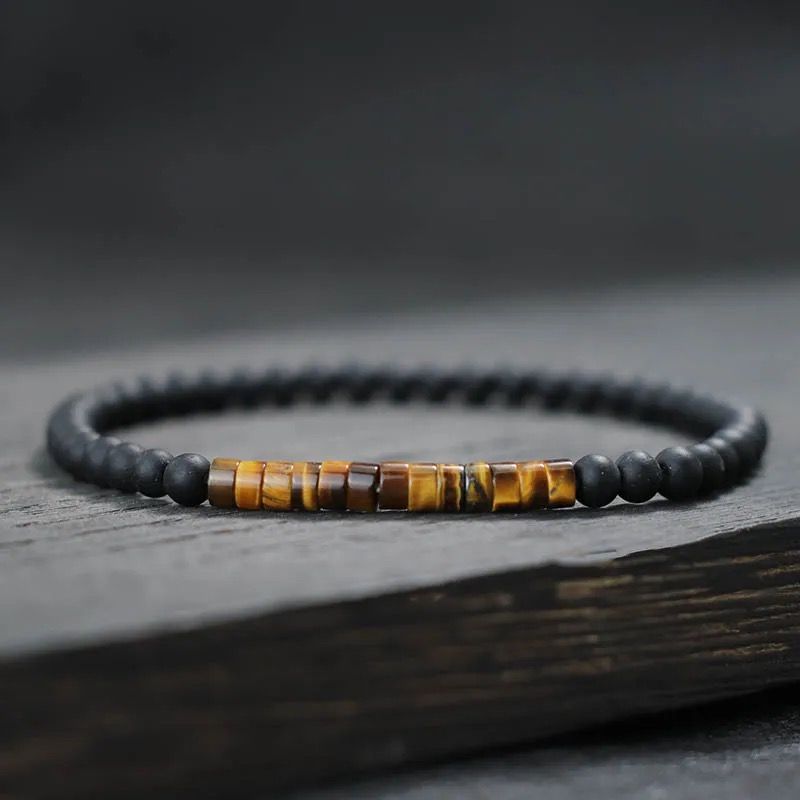 pulsera piedra lava+piedra ojo de tigre