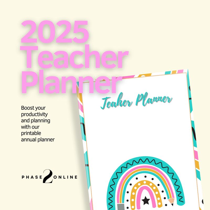 2025 Teacher Planner Colorful Rainbows