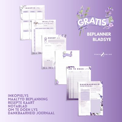 6 Planning Pages / 6 Beplanner blaaie GRATIS