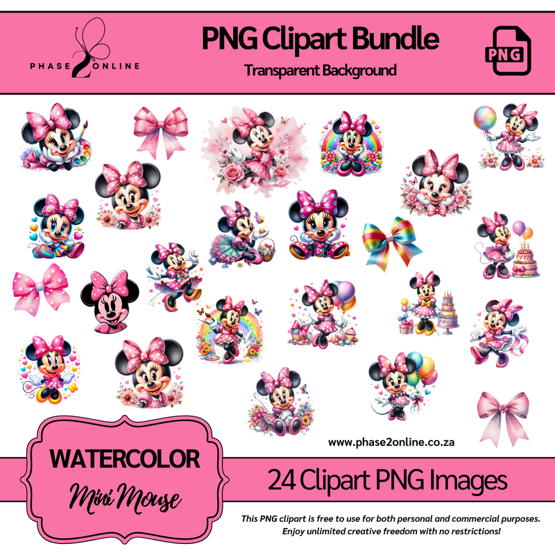 Minnie Mouse - Digital PNG Clipart Bundle