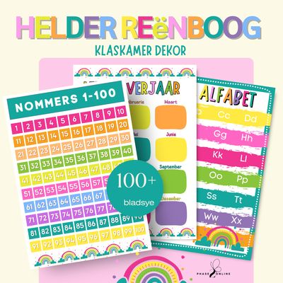 Helder Reënboog Klaskamer Dekor