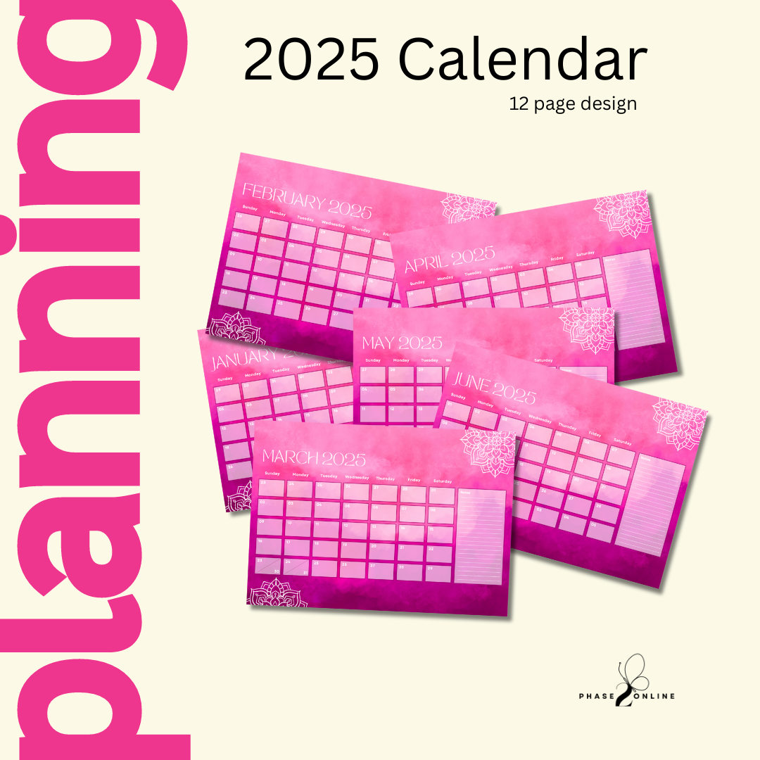2025 Desk Calendar Pink Mandala
