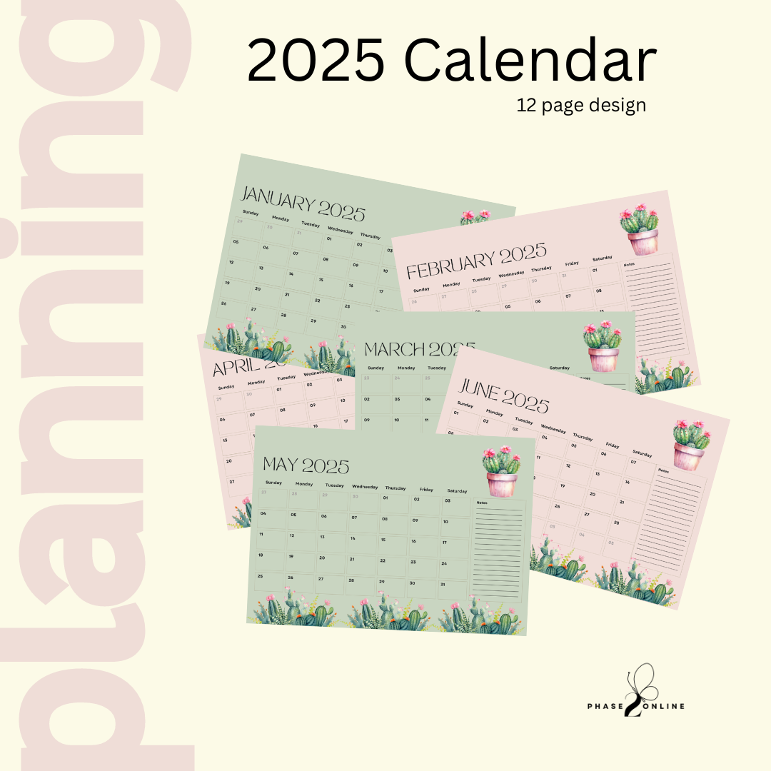 2025 Desk Calendar Cactus