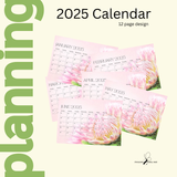 2025 Desk Calendar Pink &amp; King Protea