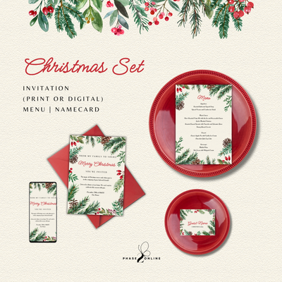 Christmas Set 4 - Watercolor leaves &amp; berries