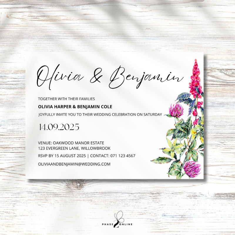 Wildflowers Wedding Invitation Template Bundle