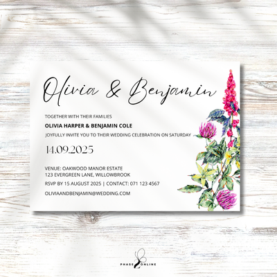 Wiildflowers Wedding Invitation Template Bundle