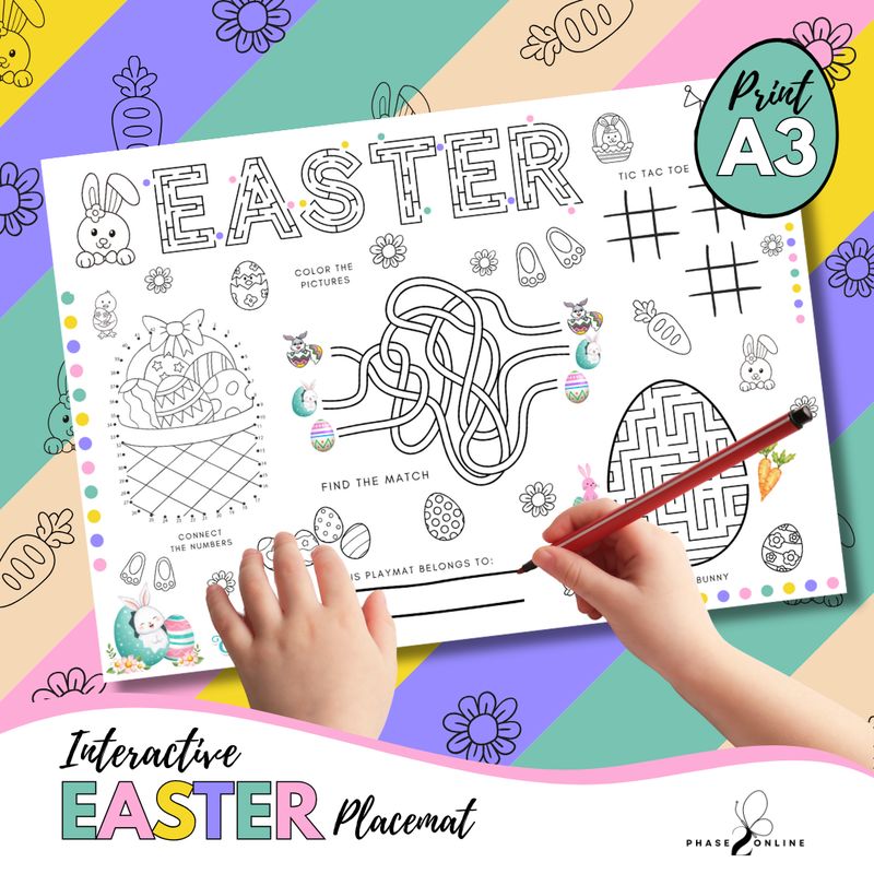 Interactive Easter Playmat A3 Format - Coloring &amp; Fun Items for Kids