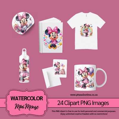 ​Pink Minnie Mouse Clipart – High-Quality PNG Designs for Instant Download
