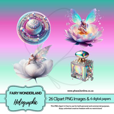 Fairy Wonderland Holographic Clipart – High-Quality PNG Designs for Instant Download