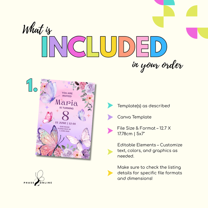 Pink and Purple Butterfly Birthday Invitation