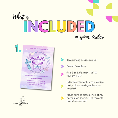 Purple Butterfly Birthday Invitation