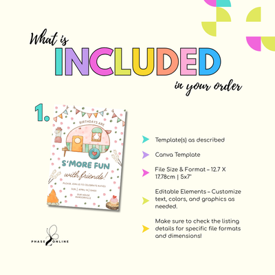 Pink Camp Birthday Invitation and Pack list