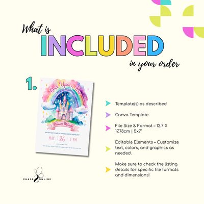 Princess Rainbow Birthday Invitation