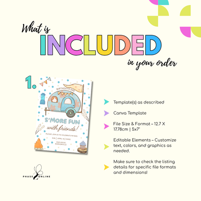 Blue Camp Birthday Invitation and Pack list