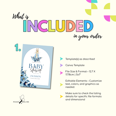 Blue Peter Rabbit Baby Shower Invitation | Editable Instant Download