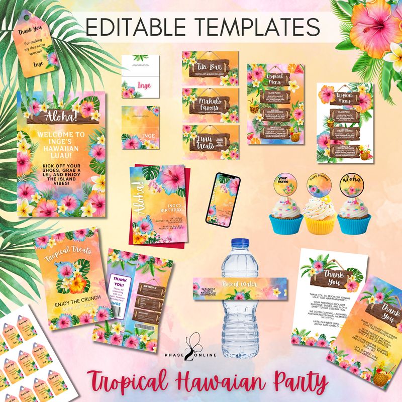 Hawaiian Editable Party Bundle | Luau Party