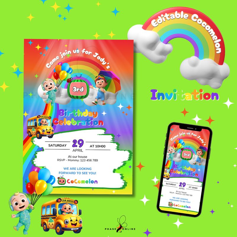 Cocomelon Birthday Invitation