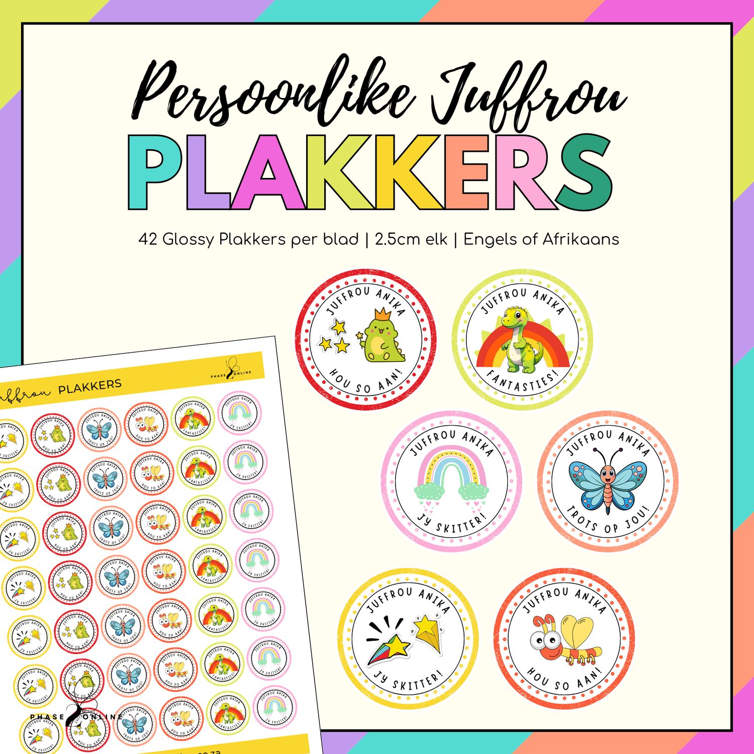 Persoonlike Juffrou Plakkers | Personalised Teacher Stickers 2