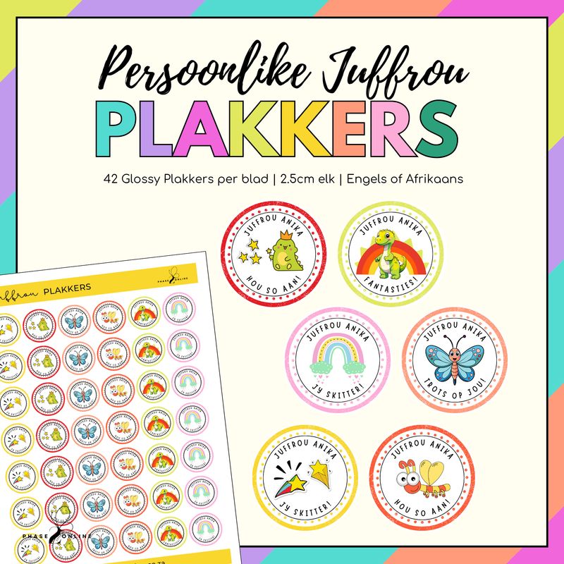Persoonlike Juffrou Plakkers | Personalised Teacher Stickers 2