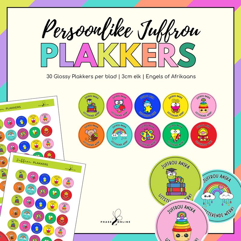 Persoonlike Juffrou Plakkers | Personalised Teacher Stickers 4