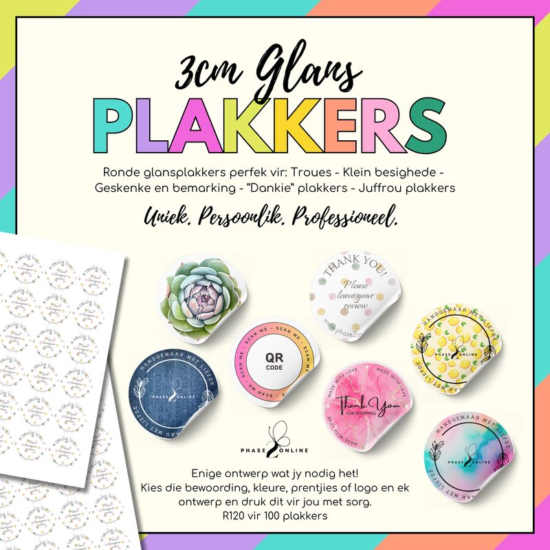 ​3cm Glansplakkers vir Enige Geleentheid