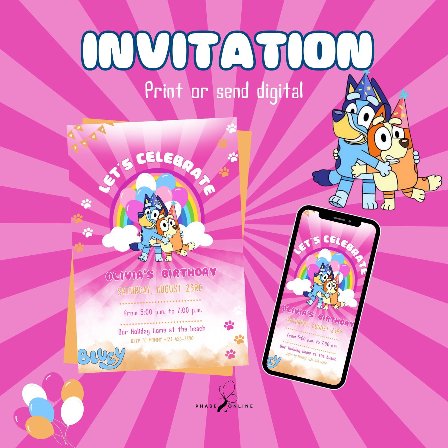 Pink Bluey Birthday Bundle