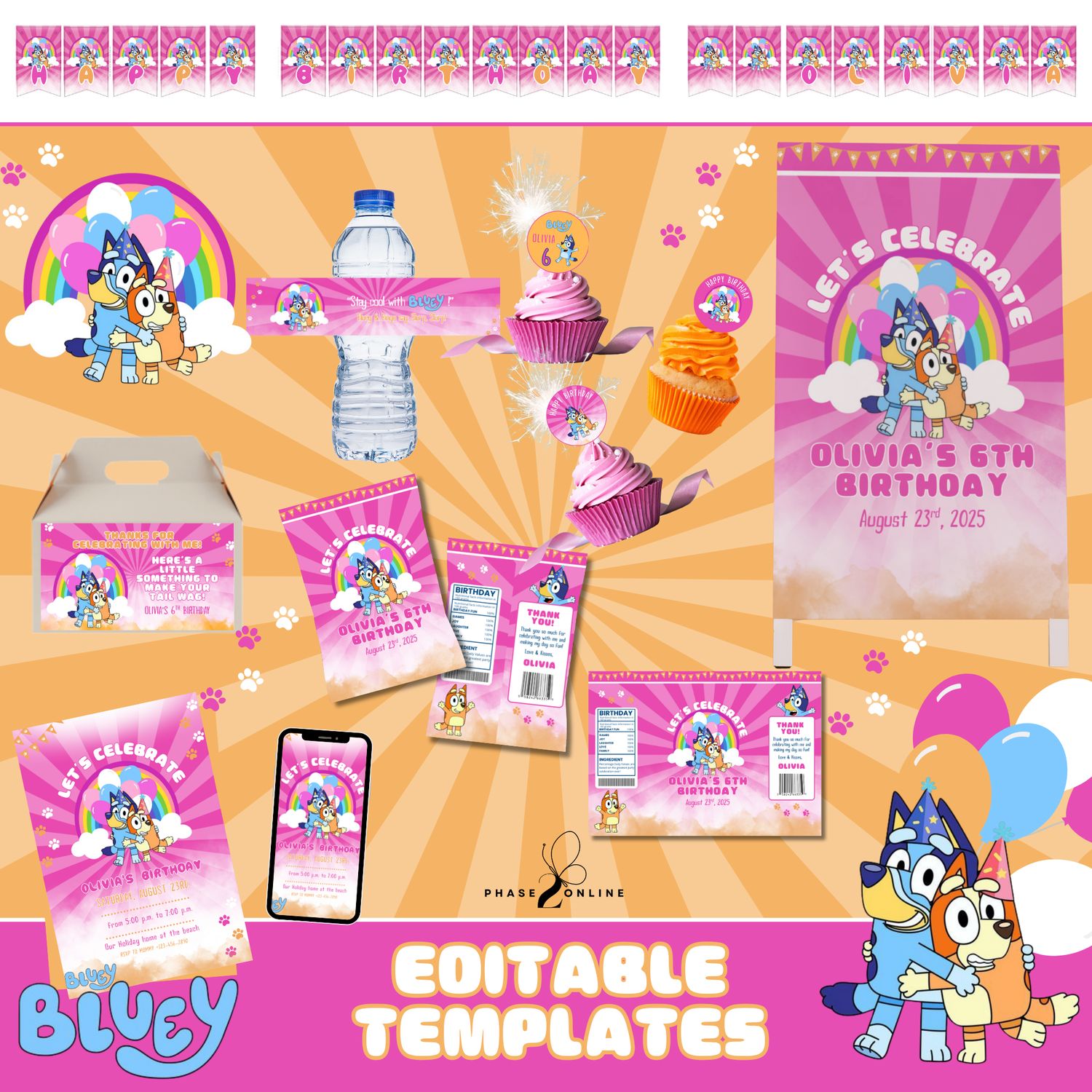 Pink Bluey Birthday Bundle