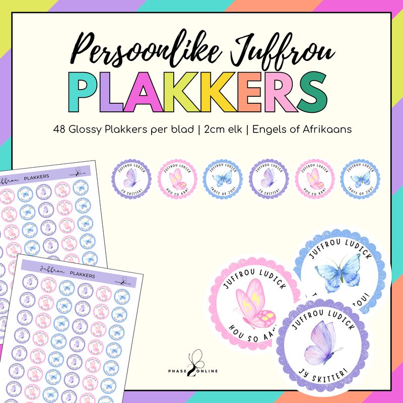 Persoonlike Juffrou Plakkers | Personalised Teacher Stickers 12
