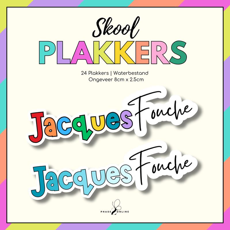 Waterbestande Naamplakkers - 24 Plakkers - Seuns