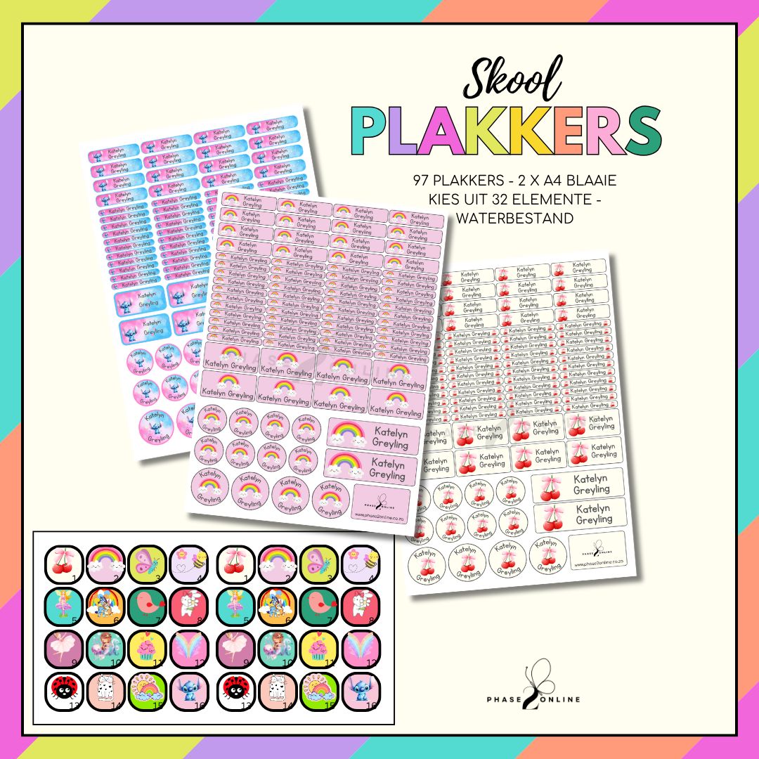 Waterbestande Naamplakkers -2 x A4 BLAAIE