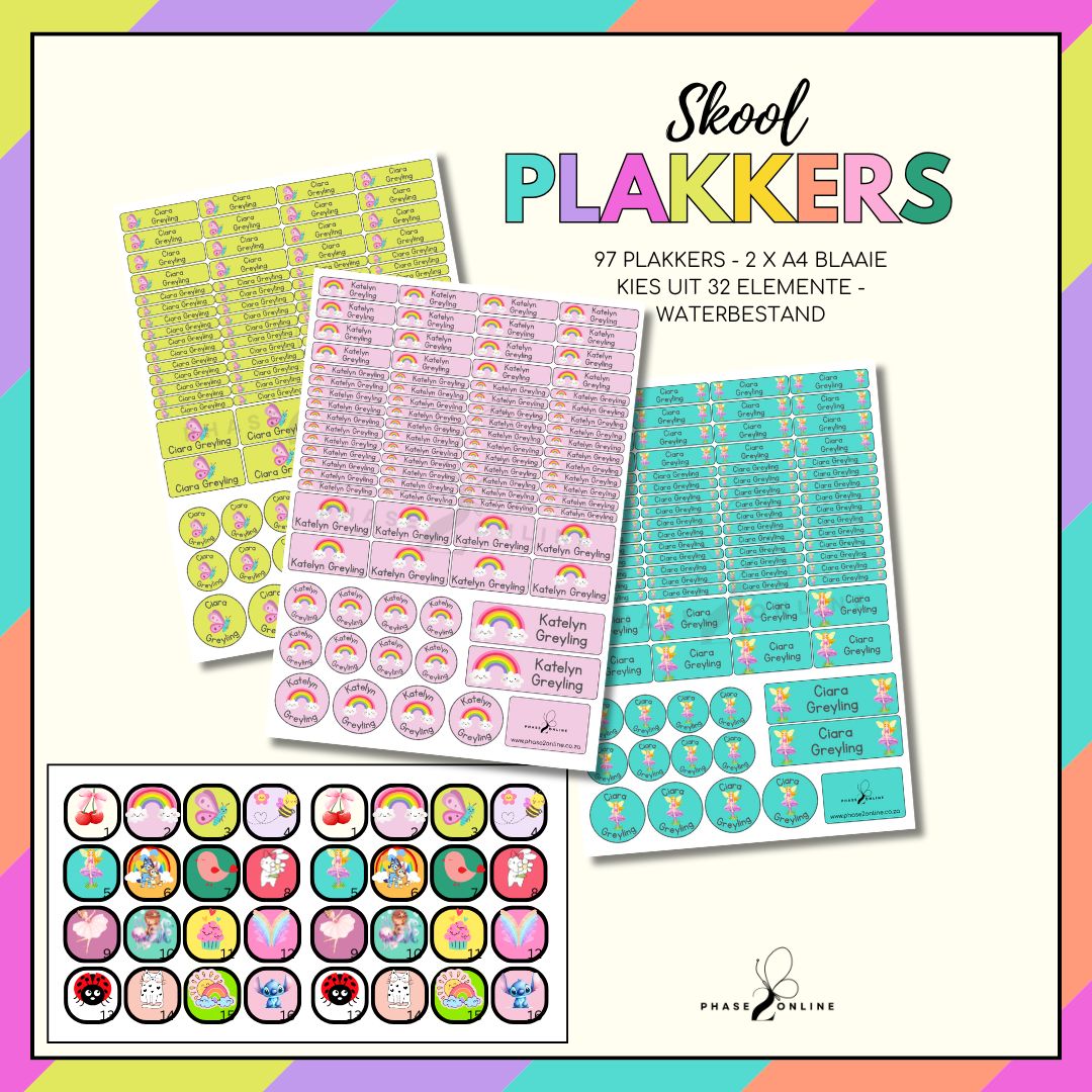 Waterbestande Naamplakkers -2 x A4 BLAAIE