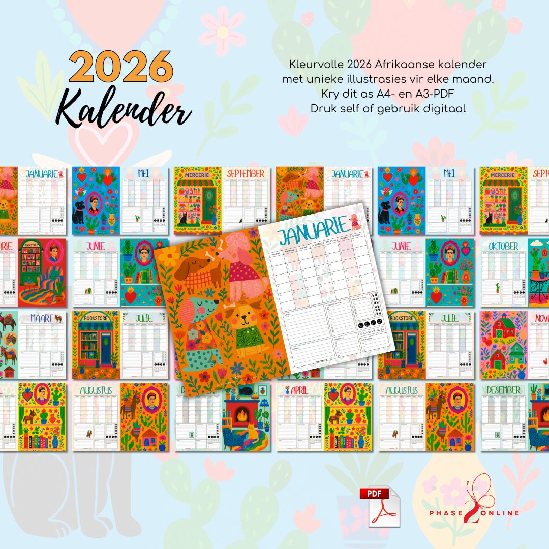 2026 Kleurvolle Jaarbeplanner Kalender